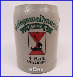 WWII vintage antique beer mug ceramic stein WW1 Christmas German 0.5L Wehrmacht