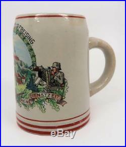 WWII vintage antique beer mug ceramic stein WW1 Imperial German 0.5L Wehrmacht