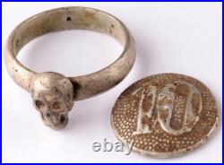 Wehrmacht 10 Regiment WW2 German Ring Skull Bones WWII Death head Goth symbol