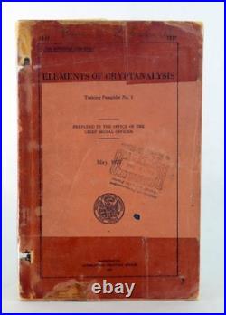 William Friedman Elements of Cryptanalysis Training Pamphlet No 3 USS Isabel