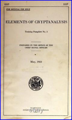William Friedman Elements of Cryptanalysis Training Pamphlet No 3 USS Isabel