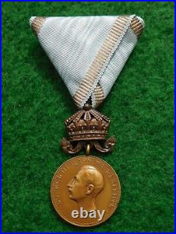 Ww I Bulgarian Medal For Merit With Crown Tzar Boris III