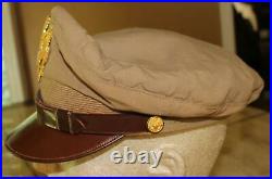 Ww II Usaaf Officer's Khaki Wool Visor Hat Large Eagle
