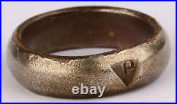 Ww2 POLAND Prisoner RING wwII P Polish POLEN Concentration CAMP or GHETTO Silver