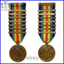 Wwi Us Army Victory Medal 6th Engineers 3rd Division Somme Defensive 7 Bars