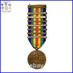 Wwi Us Army Victory Medal 6th Engineers 3rd Division Somme Defensive 7 Bars
